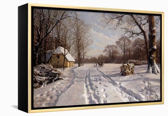 A Sleigh Ride Through a Winter Landscape, 1915-Peder Mork Monsted-Framed Premier Image Canvas