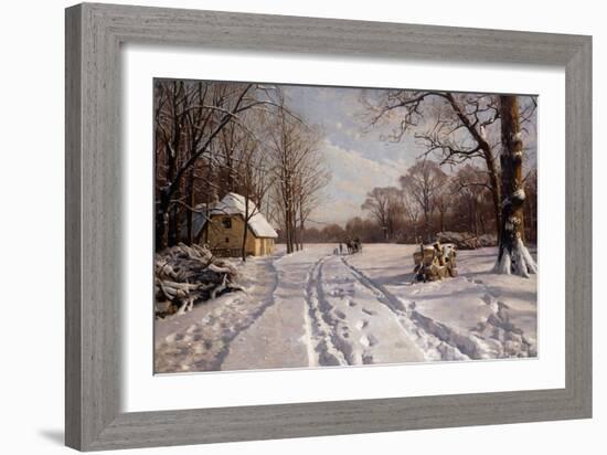 A Sleigh Ride through a Winter Landscape-Peder Mork Monsted-Framed Giclee Print