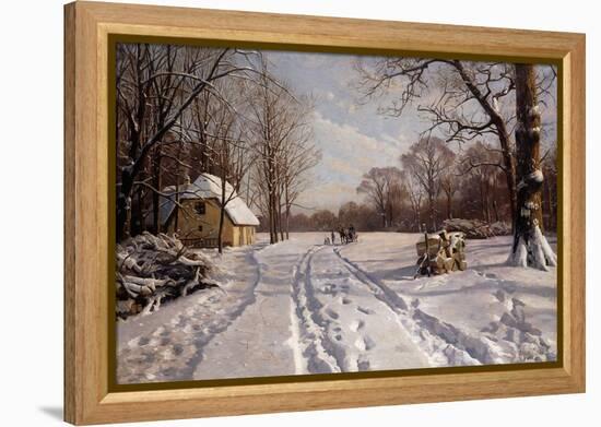 A Sleigh Ride through a Winter Landscape-Peder Mork Monsted-Framed Premier Image Canvas