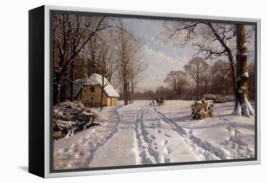 A Sleigh Ride through a Winter Landscape-Peder Mork Monsted-Framed Premier Image Canvas