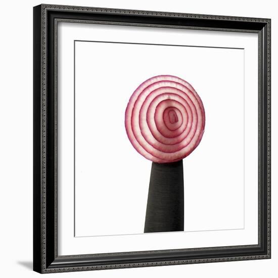 A Slice of Red Onion on a Knife-Alexander Feig-Framed Premium Photographic Print