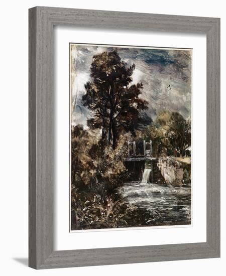 A Sluice, Perhaps on the Stour (Oil on Canvas, 1830-1836)-John Constable-Framed Giclee Print