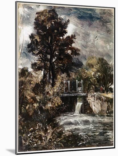 A Sluice, Perhaps on the Stour (Oil on Canvas, 1830-1836)-John Constable-Mounted Giclee Print