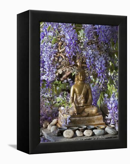 A Small Buddha Shrine Surrounded by Wisteria in Hotel Gangtey Palace, 100-Year-Old Building, Once a-Nigel Pavitt-Framed Premier Image Canvas