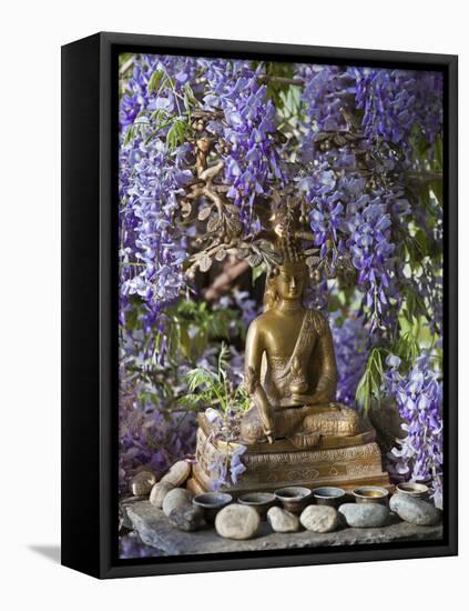 A Small Buddha Shrine Surrounded by Wisteria in Hotel Gangtey Palace, 100-Year-Old Building, Once a-Nigel Pavitt-Framed Premier Image Canvas