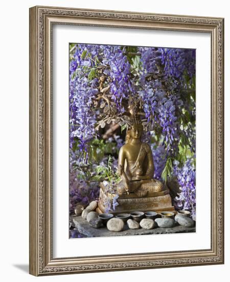 A Small Buddha Shrine Surrounded by Wisteria in Hotel Gangtey Palace, 100-Year-Old Building, Once a-Nigel Pavitt-Framed Photographic Print