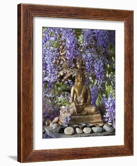 A Small Buddha Shrine Surrounded by Wisteria in Hotel Gangtey Palace, 100-Year-Old Building, Once a-Nigel Pavitt-Framed Photographic Print