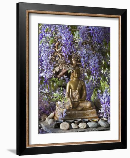 A Small Buddha Shrine Surrounded by Wisteria in Hotel Gangtey Palace, 100-Year-Old Building, Once a-Nigel Pavitt-Framed Photographic Print