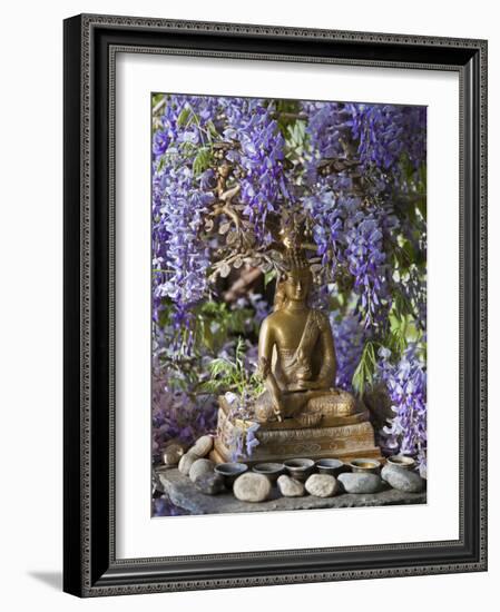 A Small Buddha Shrine Surrounded by Wisteria in Hotel Gangtey Palace, 100-Year-Old Building, Once a-Nigel Pavitt-Framed Photographic Print