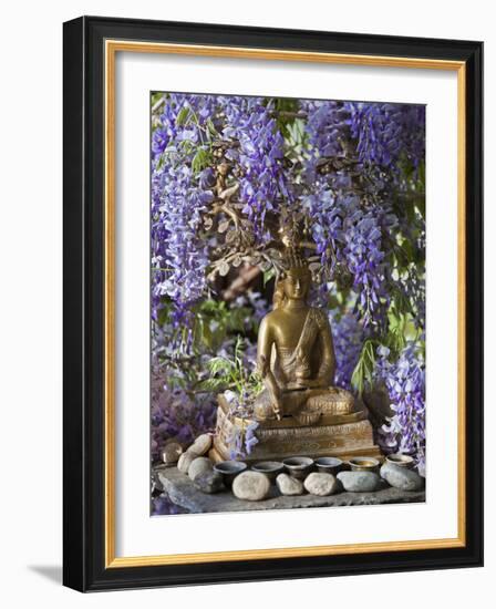 A Small Buddha Shrine Surrounded by Wisteria in Hotel Gangtey Palace, 100-Year-Old Building, Once a-Nigel Pavitt-Framed Photographic Print