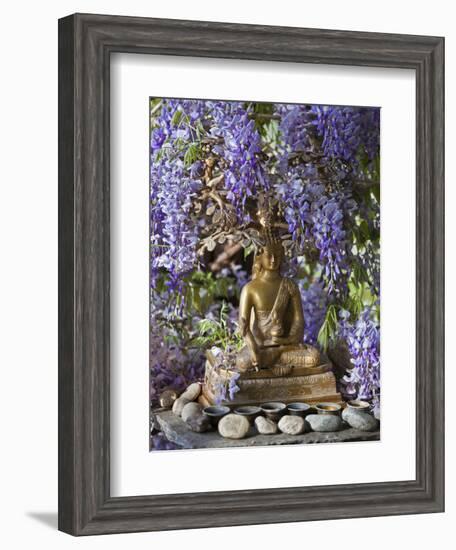 A Small Buddha Shrine Surrounded by Wisteria in Hotel Gangtey Palace, 100-Year-Old Building, Once a-Nigel Pavitt-Framed Photographic Print