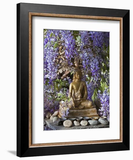 A Small Buddha Shrine Surrounded by Wisteria in Hotel Gangtey Palace, 100-Year-Old Building, Once a-Nigel Pavitt-Framed Photographic Print