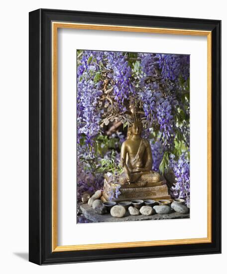 A Small Buddha Shrine Surrounded by Wisteria in Hotel Gangtey Palace, 100-Year-Old Building, Once a-Nigel Pavitt-Framed Photographic Print