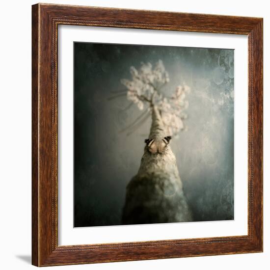 A Small Butterfly Sitting on a Tree with Overlaid Textures-Luis Beltran-Framed Photographic Print