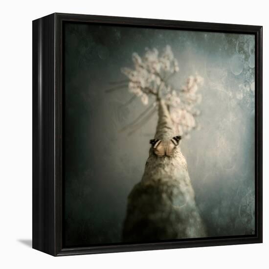 A Small Butterfly Sitting on a Tree with Overlaid Textures-Luis Beltran-Framed Premier Image Canvas