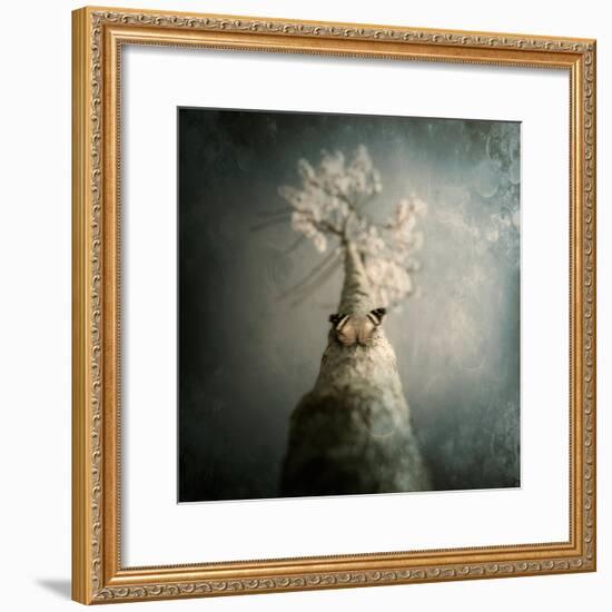 A Small Butterfly Sitting on a Tree with Overlaid Textures-Trigger Image-Framed Photographic Print