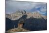 A small chorten with prayer flags marks top of a hill near Ringmo, Dolpa region, Himalayas, Nepal-Alex Treadway-Mounted Photographic Print