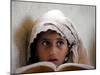 A Small Girl Takes Lessons at the Nangalam High School in Nangalam, Eastern Afghanistan-null-Mounted Photographic Print