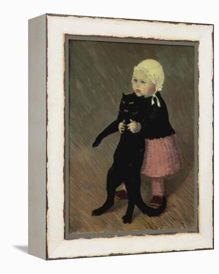 A Small Girl with a Cat, 1889-Théophile Alexandre Steinlen-Framed Premier Image Canvas
