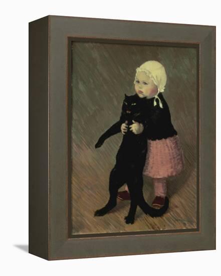 A Small Girl with a Cat, 1889-Théophile Alexandre Steinlen-Framed Premier Image Canvas