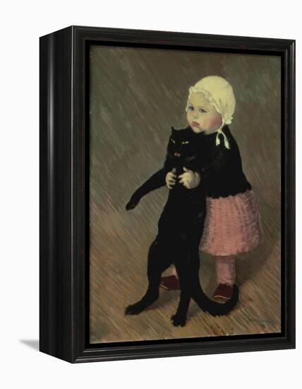 A Small Girl with a Cat, 1889-Théophile Alexandre Steinlen-Framed Premier Image Canvas