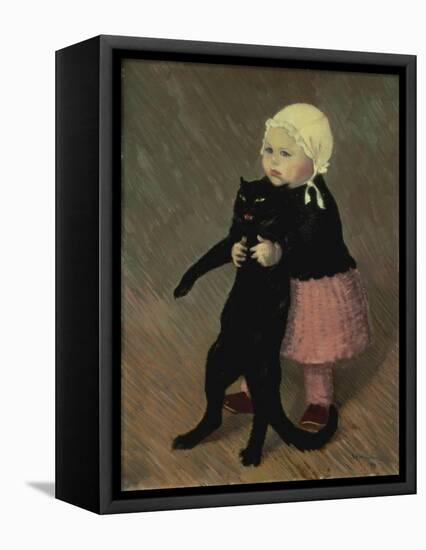 A Small Girl with a Cat, 1889-Théophile Alexandre Steinlen-Framed Premier Image Canvas