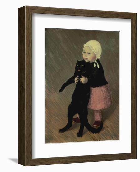 A Small Girl with a Cat, 1889-Théophile Alexandre Steinlen-Framed Giclee Print