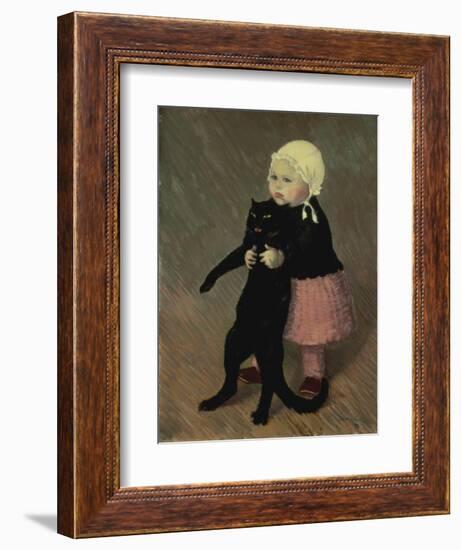 A Small Girl with a Cat, 1889-Théophile Alexandre Steinlen-Framed Giclee Print