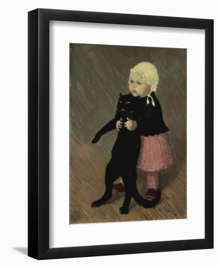 A Small Girl with a Cat, 1889-Théophile Alexandre Steinlen-Framed Giclee Print