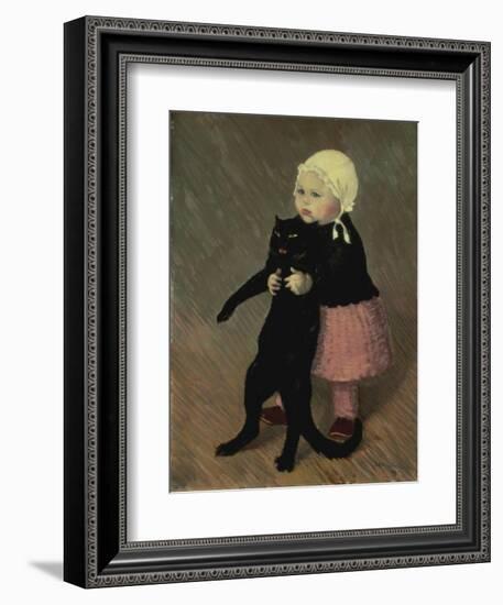 A Small Girl with a Cat, 1889-Théophile Alexandre Steinlen-Framed Giclee Print