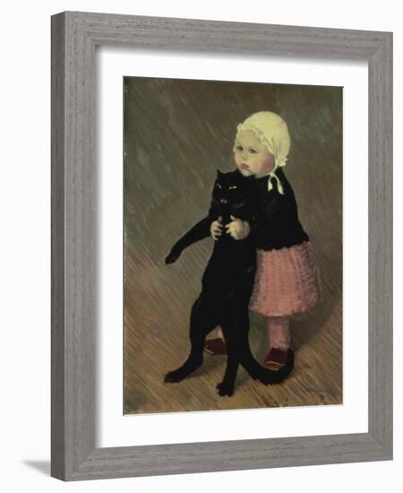 A Small Girl with a Cat, 1889-Théophile Alexandre Steinlen-Framed Giclee Print