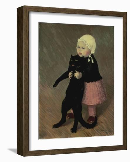 A Small Girl with a Cat, 1889-Théophile Alexandre Steinlen-Framed Giclee Print