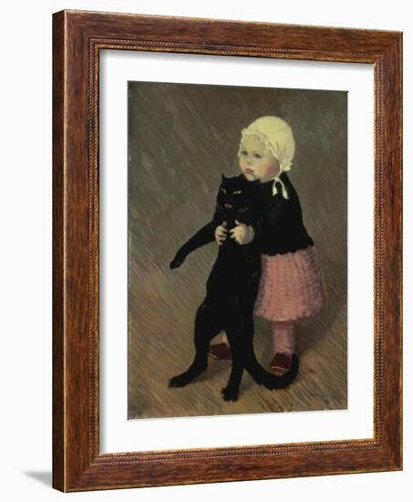 A Small Girl with a Cat, 1889-Théophile Alexandre Steinlen-Framed Giclee Print