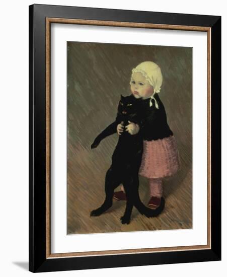 A Small Girl with a Cat, 1889-Théophile Alexandre Steinlen-Framed Giclee Print