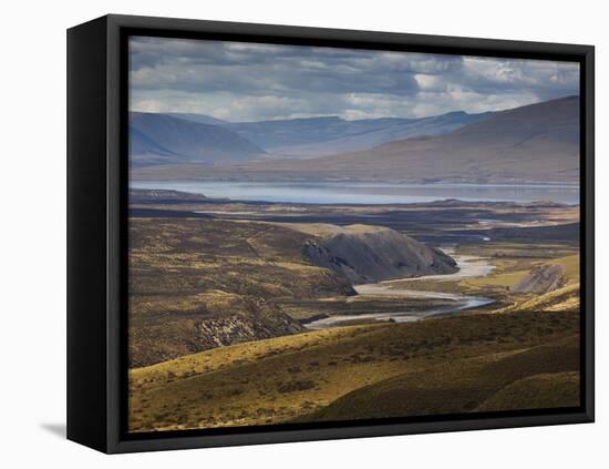 A Small River Runs into a Lake in Torres Del Paine National Park-Alex Saberi-Framed Premier Image Canvas