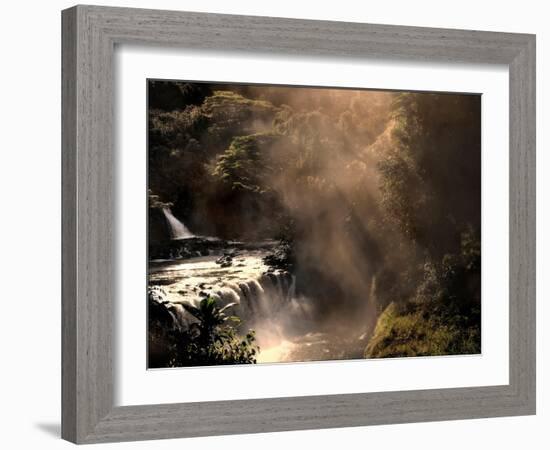 A Small Waterfall in the Jungle with Sun Rays-Jody Miller-Framed Photographic Print