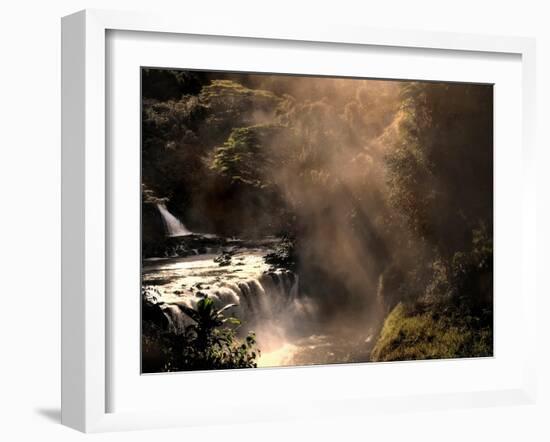 A Small Waterfall in the Jungle with Sun Rays-Jody Miller-Framed Photographic Print