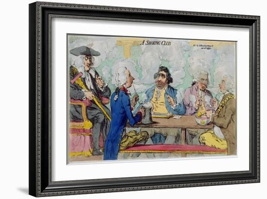 A Smoking Club, Published by Hannah Humphrey in 1793-James Gillray-Framed Giclee Print