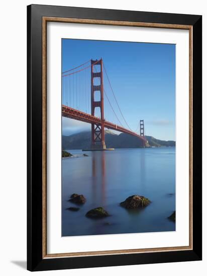 A Smooth-Water Reflection Of The Golden Gate Bridge In The Early Morning Light-Joe Azure-Framed Photographic Print