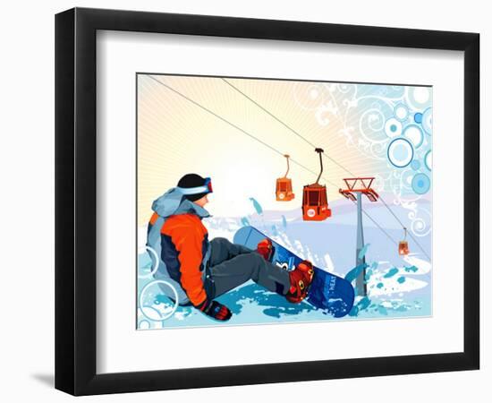 A Snowboarder Sitting On Snow Grief-Aleksey Vl B.-Framed Art Print