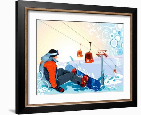 A Snowboarder Sitting On Snow Grief-Aleksey Vl B.-Framed Art Print