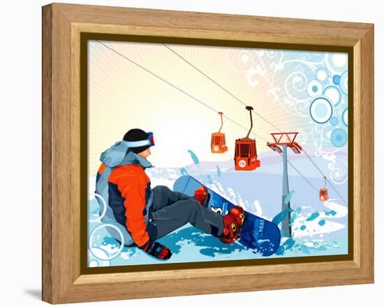 A Snowboarder Sitting On Snow Grief-Aleksey Vl B.-Framed Stretched Canvas