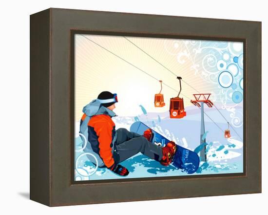 A Snowboarder Sitting On Snow Grief-Aleksey Vl B.-Framed Stretched Canvas