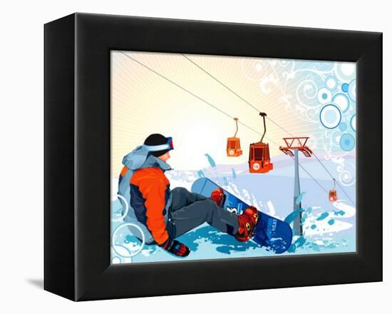 A Snowboarder Sitting On Snow Grief-Aleksey Vl B.-Framed Stretched Canvas