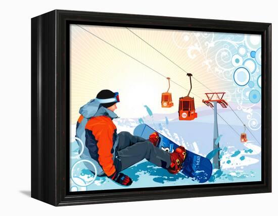 A Snowboarder Sitting On Snow Grief-Aleksey Vl B.-Framed Stretched Canvas