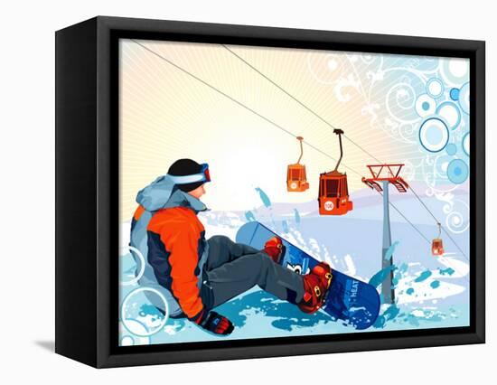 A Snowboarder Sitting On Snow Grief-Aleksey Vl B.-Framed Stretched Canvas