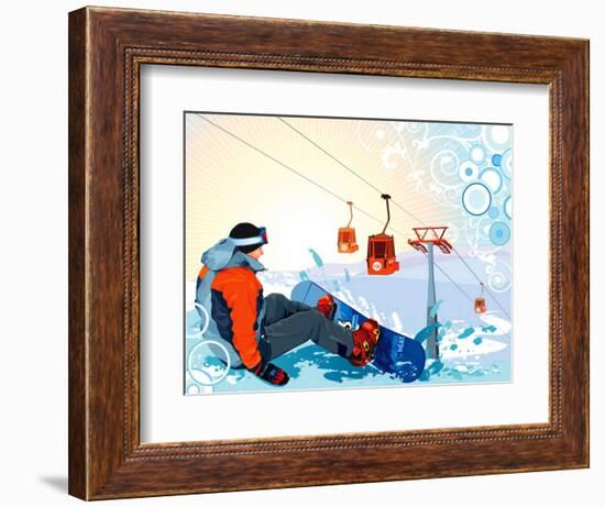 A Snowboarder Sitting On Snow Grief-Aleksey Vl B.-Framed Premium Giclee Print