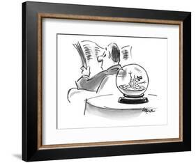 A snowman in a snow globe is melting. - New Yorker Cartoon-Lee Lorenz-Framed Premium Giclee Print