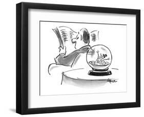 A snowman in a snow globe is melting. - New Yorker Cartoon-Lee Lorenz-Framed Premium Giclee Print