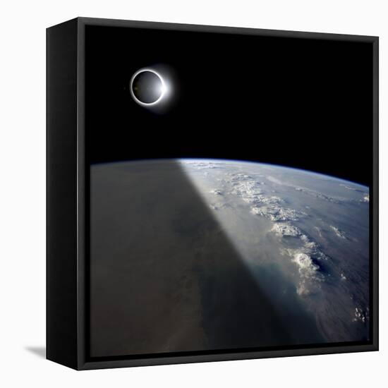 A Solar Eclipses Partially Shades the Earth Below-Stocktrek Images-Framed Premier Image Canvas